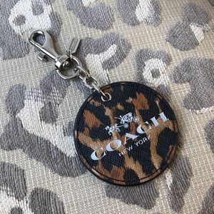 COACH Ocelot Print Leather+Patent Key-Fob Bagcharm